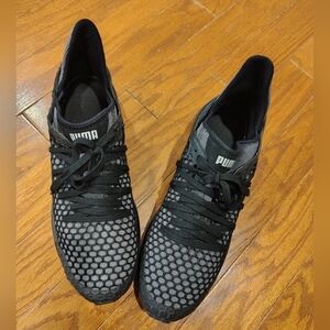 Men's Puma Black and Gray Mesh Trainers